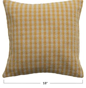 creative co op woven recycled cotton blend mustard and white pillow cover 18x18